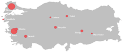 English: Turkish wine regions map