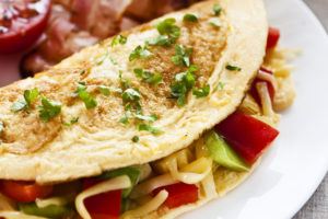 Mediterranean omelet with cheese and vegetables.